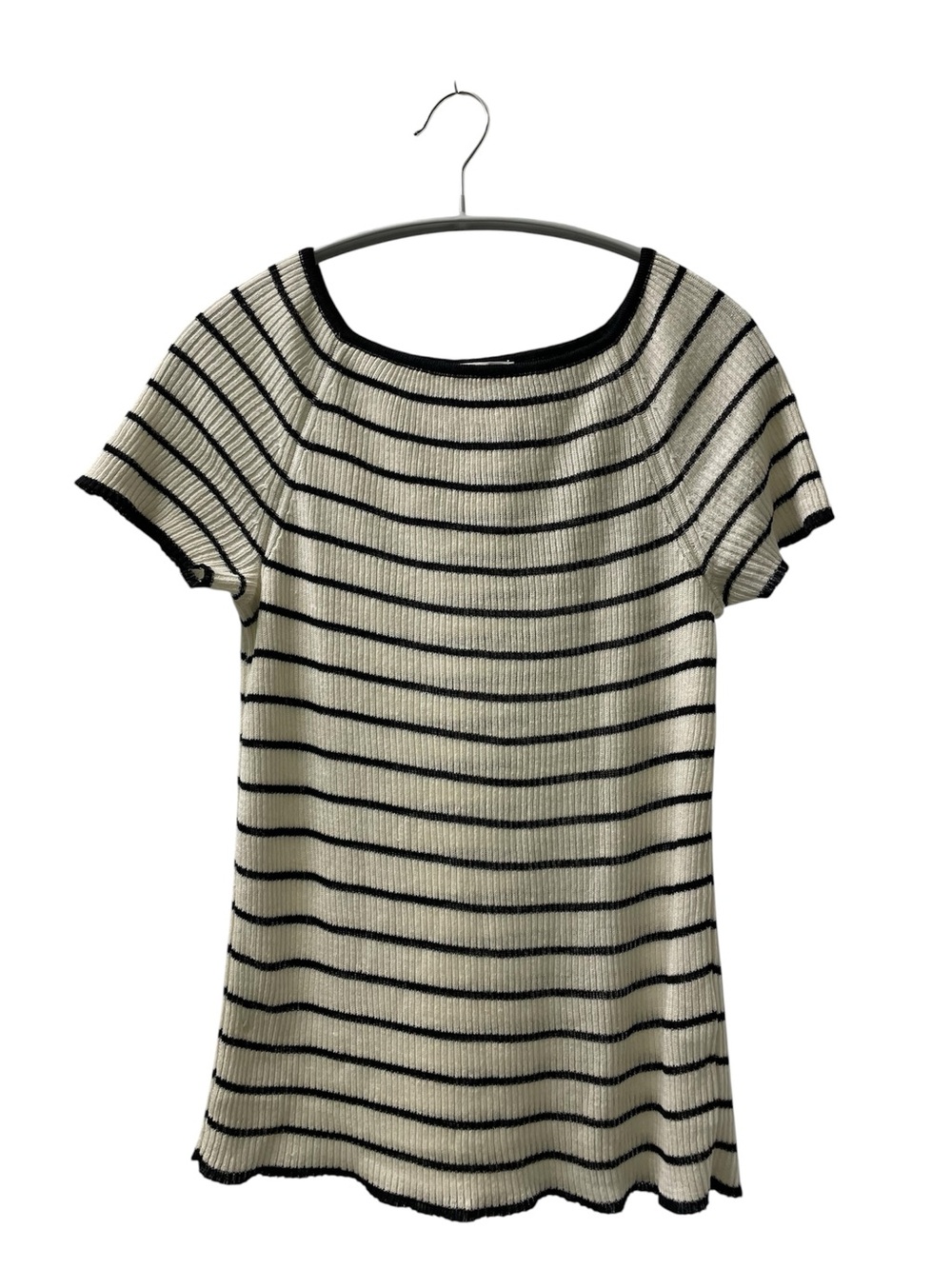 Max Mara Striped Knit Top in Ivory and Black